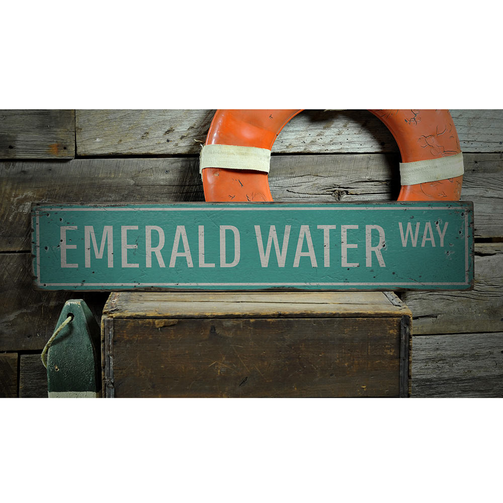 Emerald Water Way Vintage Wood Sign