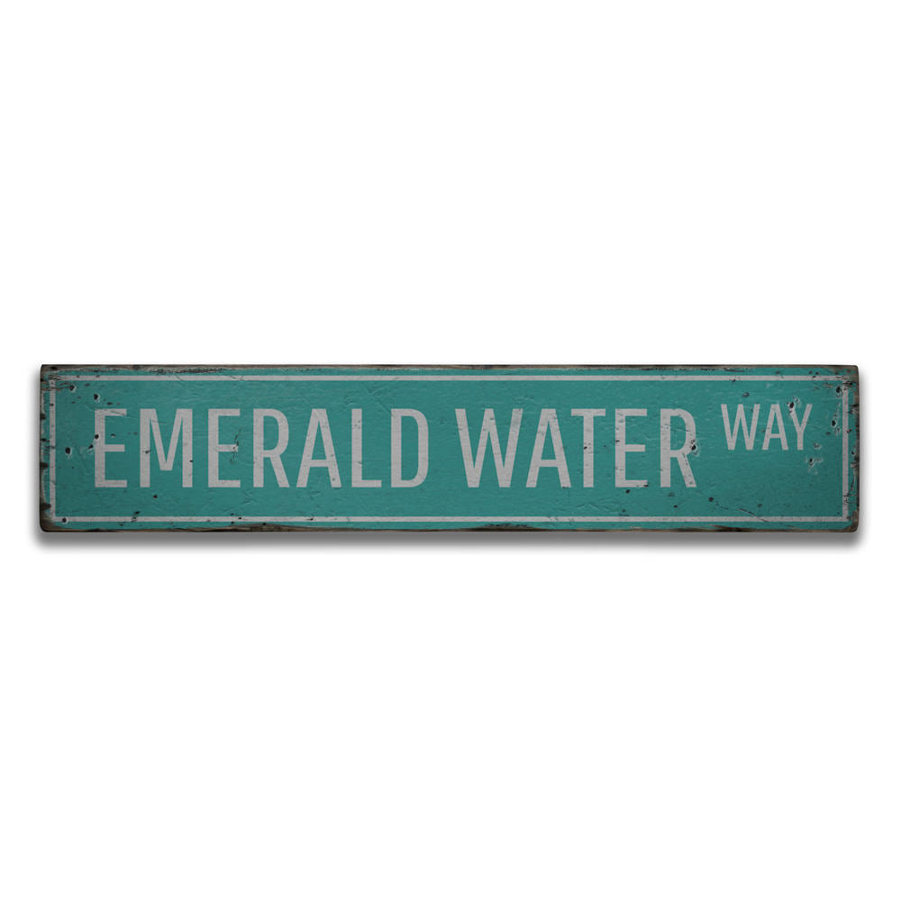 Emerald Water Way Vintage Wood Sign