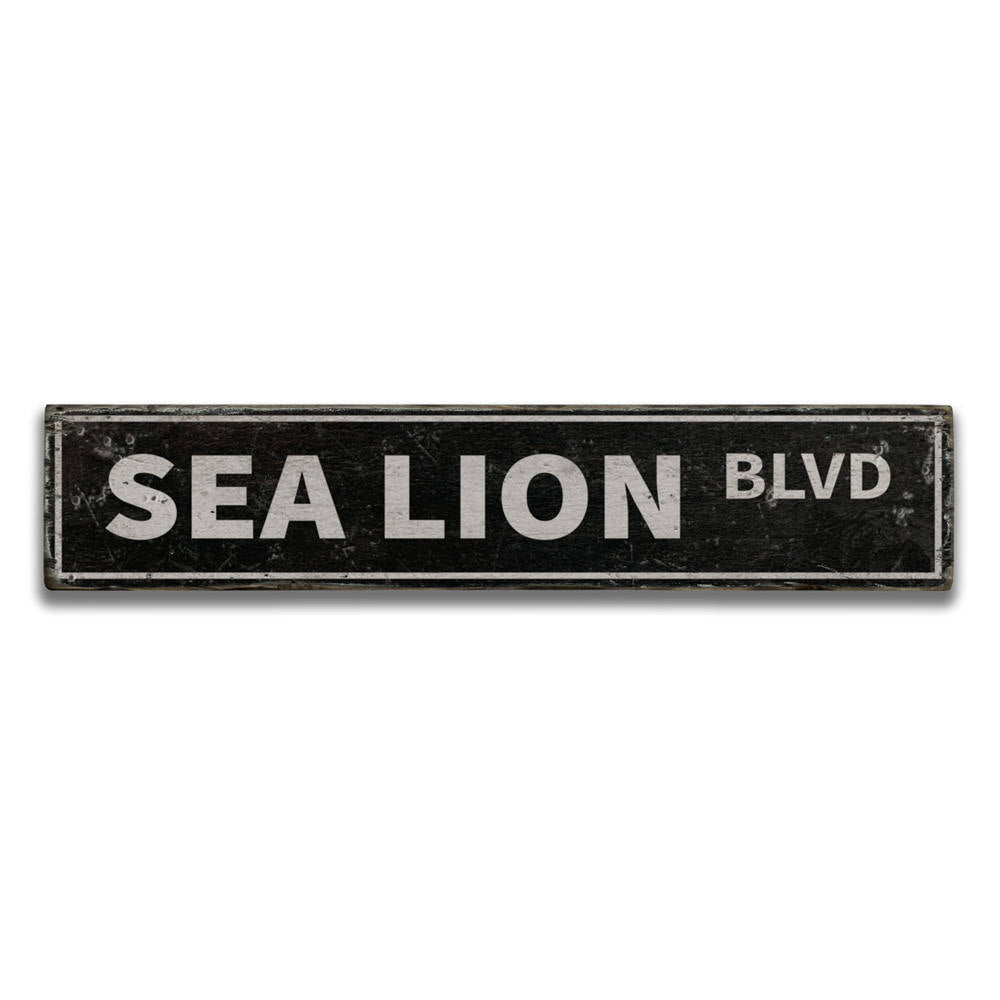 Sea Lion Blvd Vintage Wood Sign