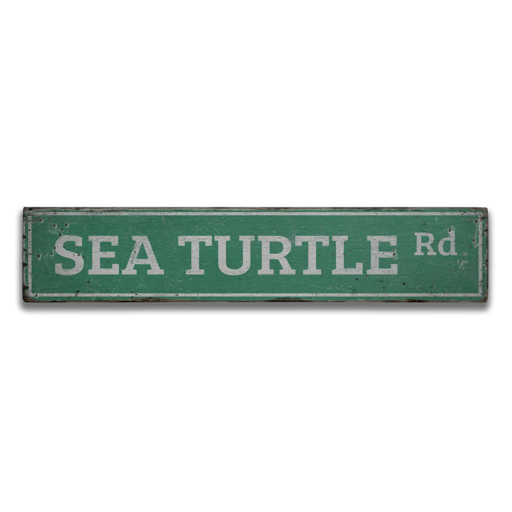 Sea Turtle Road Vintage Wood Sign