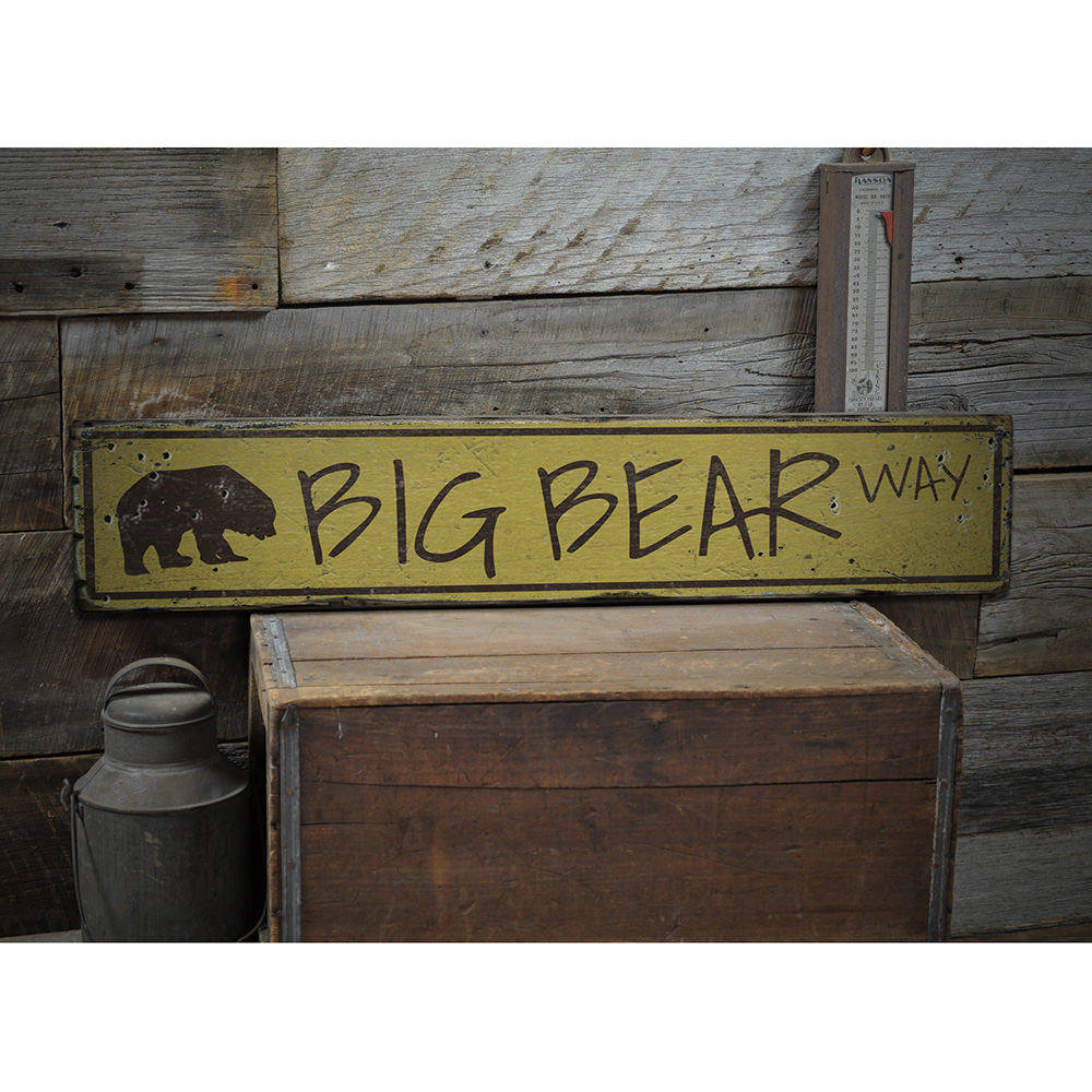Big Bear Way Vintage Wood Sign
