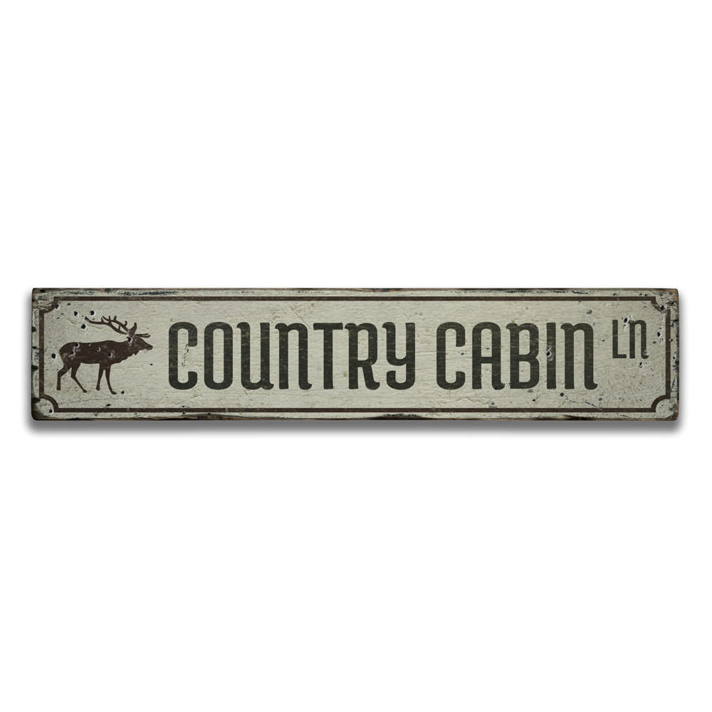 Country Cabin Lane Vintage Wood Sign