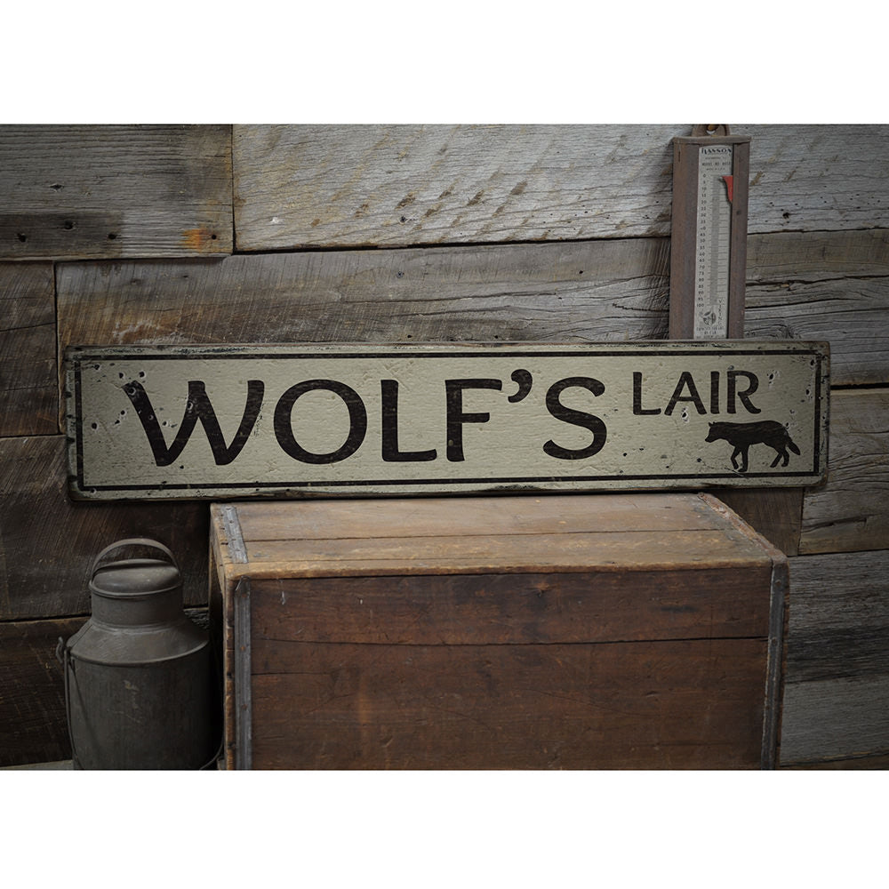 Wolf's Lair Vintage Wood Sign