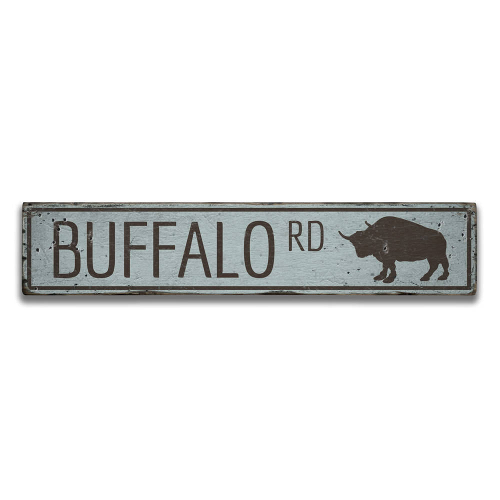 Buffalo Road Vintage Wood Sign