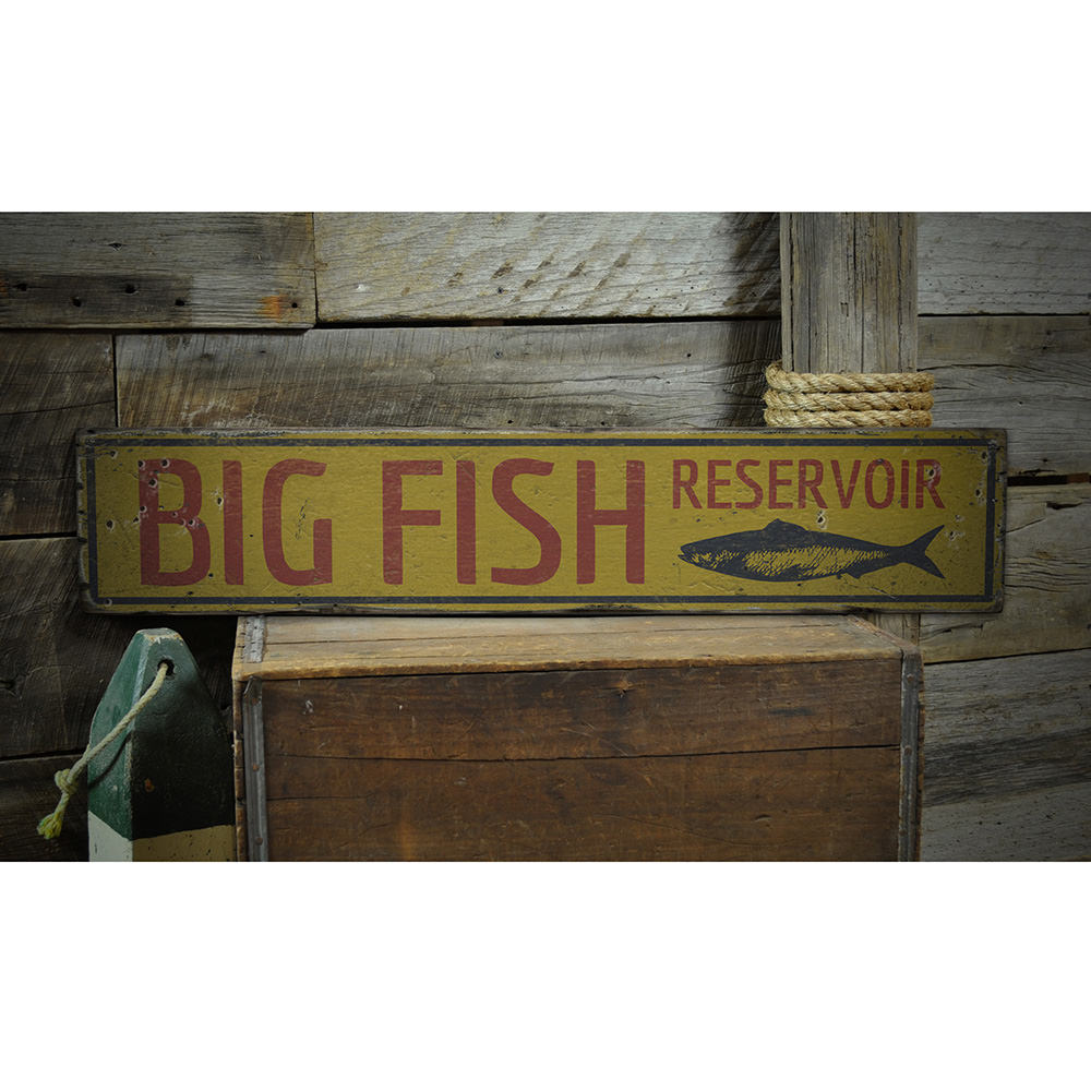 Big Fish Reservoir Vintage Wood Sign