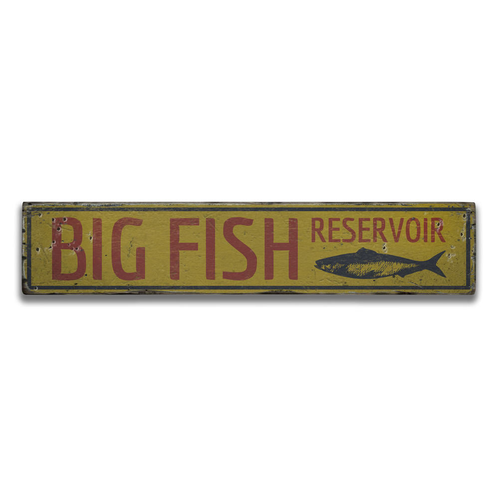 Big Fish Reservoir Vintage Wood Sign