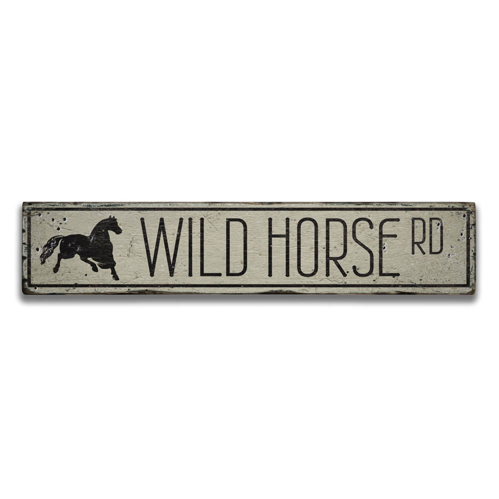 Wild Horse Road Vintage Wood Sign