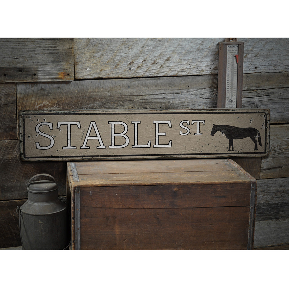 Stable Street Vintage Wood Sign