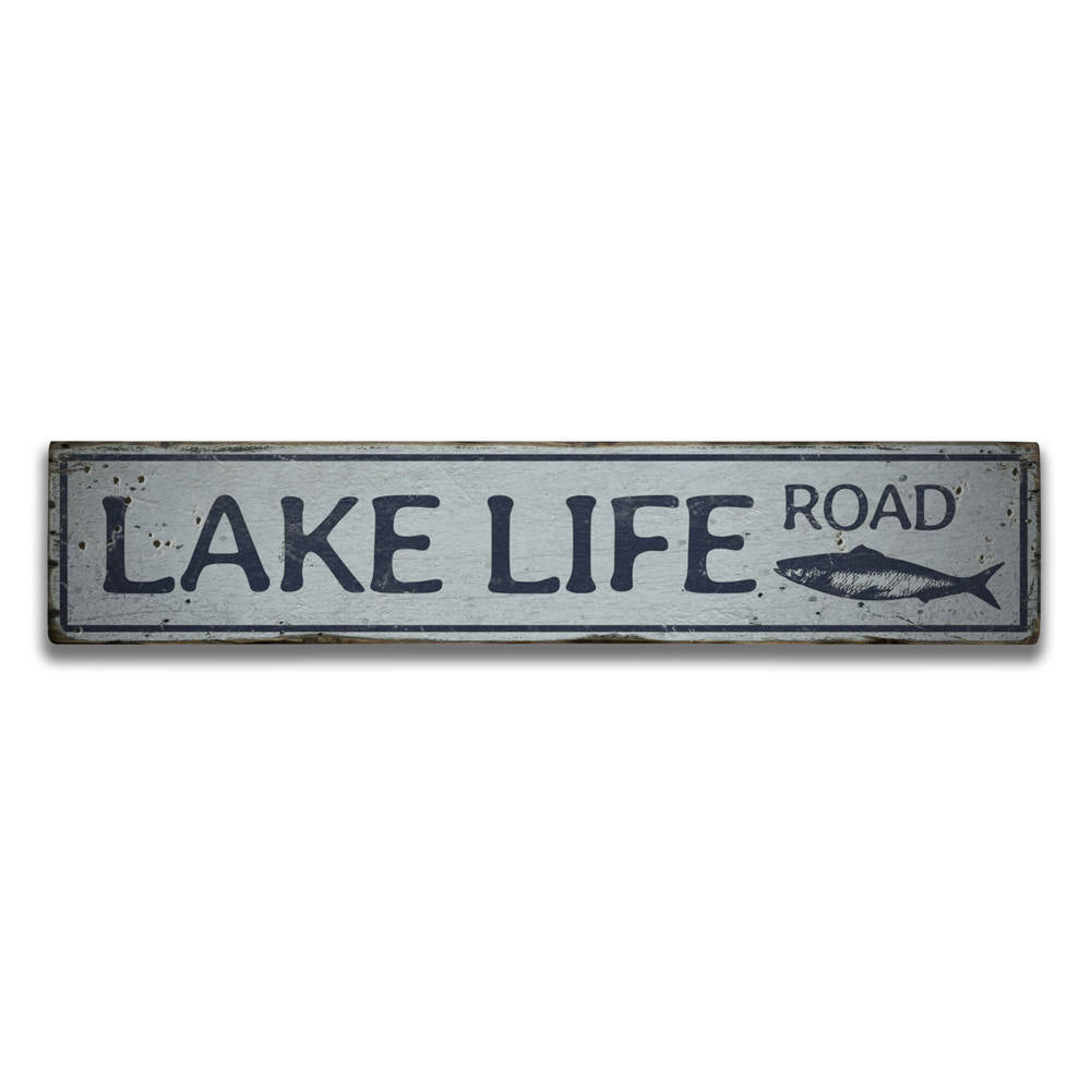 Lake Life Road Vintage Wood Sign