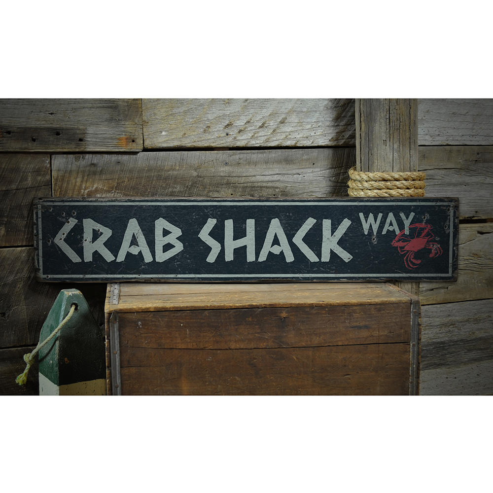 Crab Shack Way Vintage Wood Sign