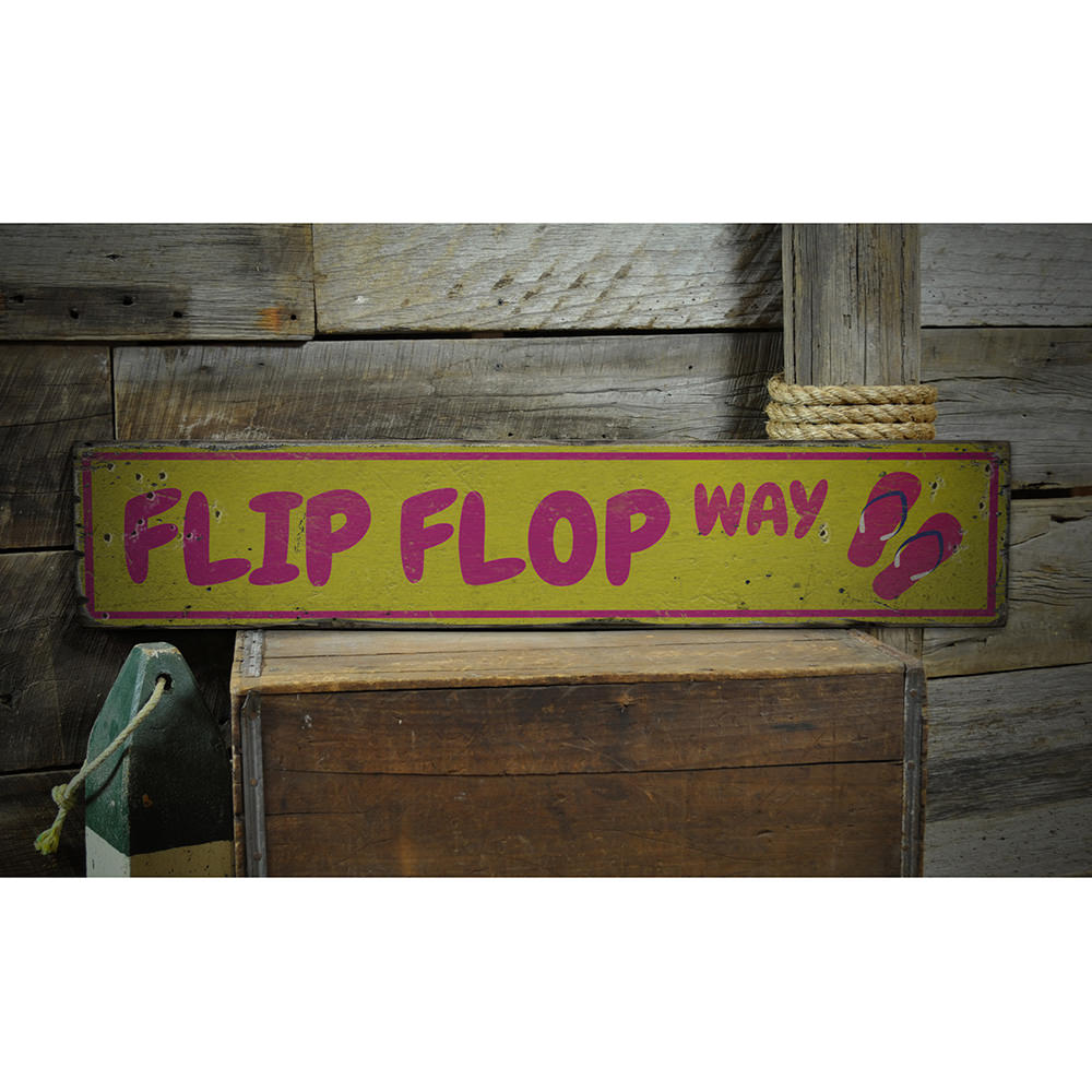 Flip Flop Way Vintage Wood Sign