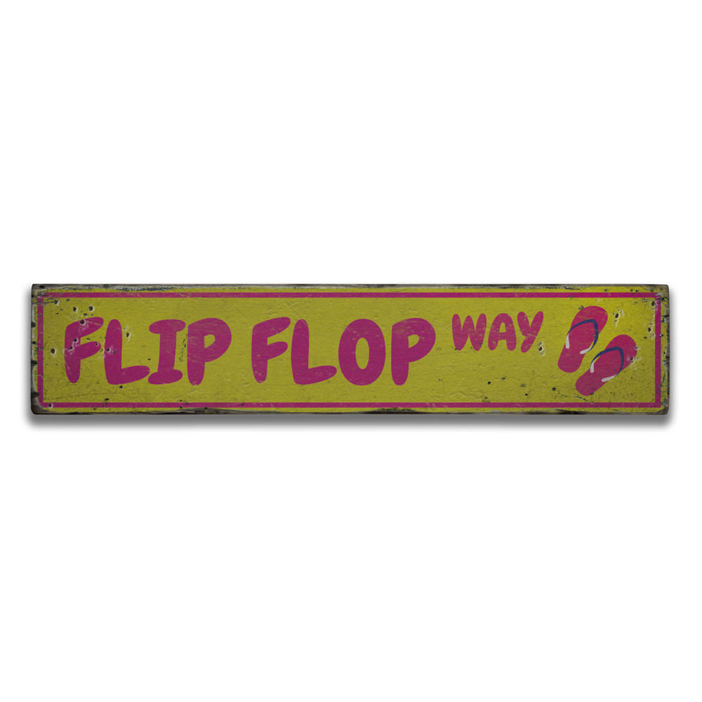Flip Flop Way Vintage Wood Sign