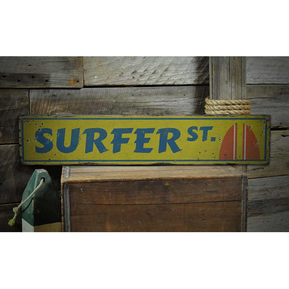 Surfer Street Vintage Wood Sign