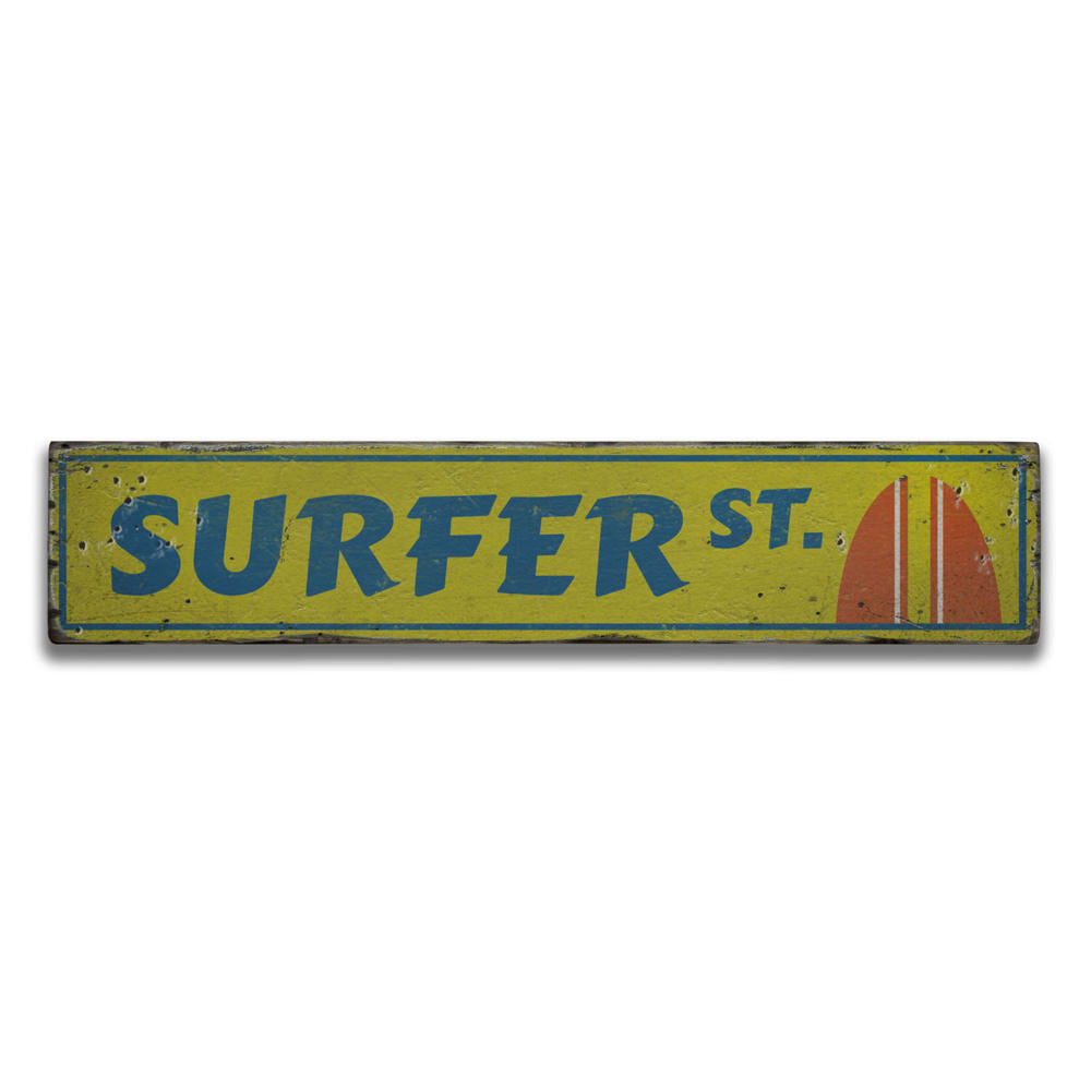 Surfer Street Vintage Wood Sign