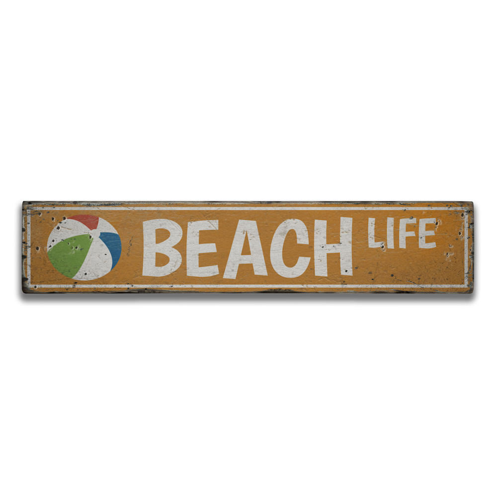 Beach Life Street Vintage Wood Sign