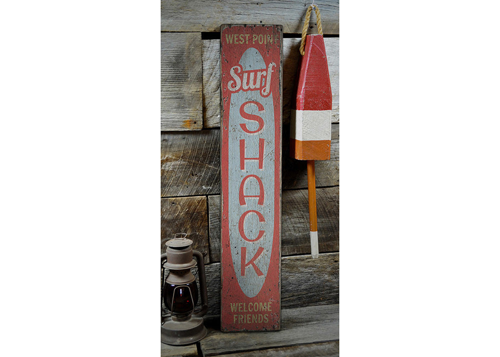 Surf Shack Welcome Friends Rustic Wood Sign