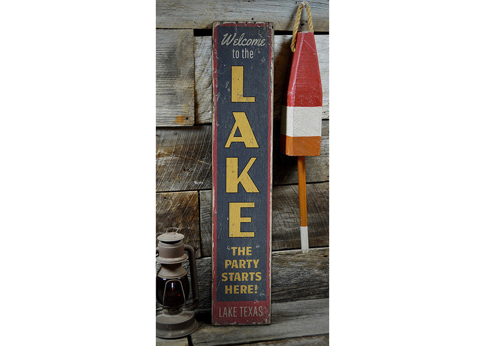 Party Starts Here Rustic Wood Sign