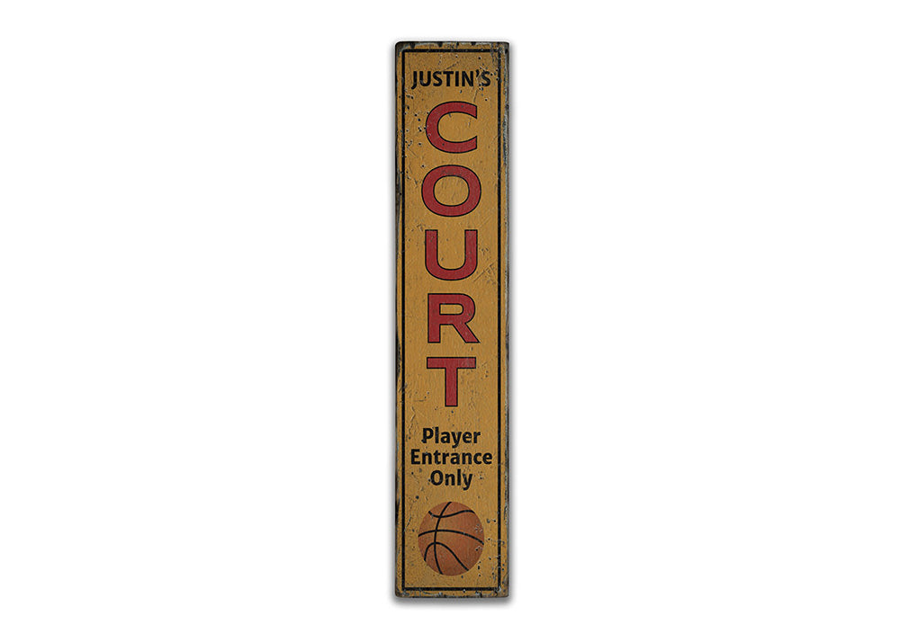 Basketball Court Vertical Rustic Wood Sign