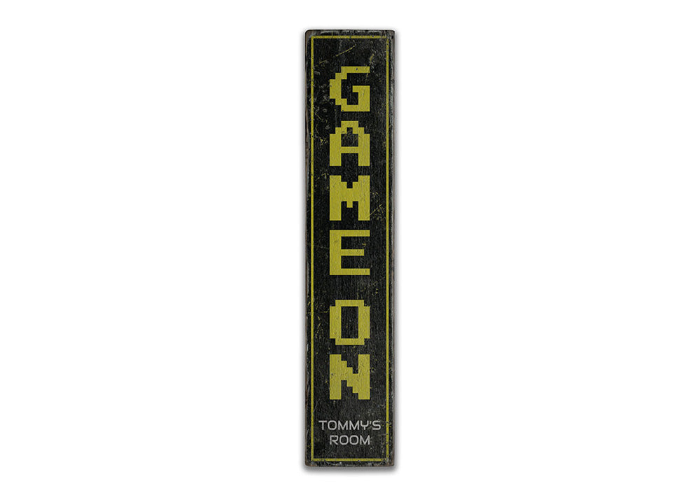 Game On Vertical Rustic Wood Sign