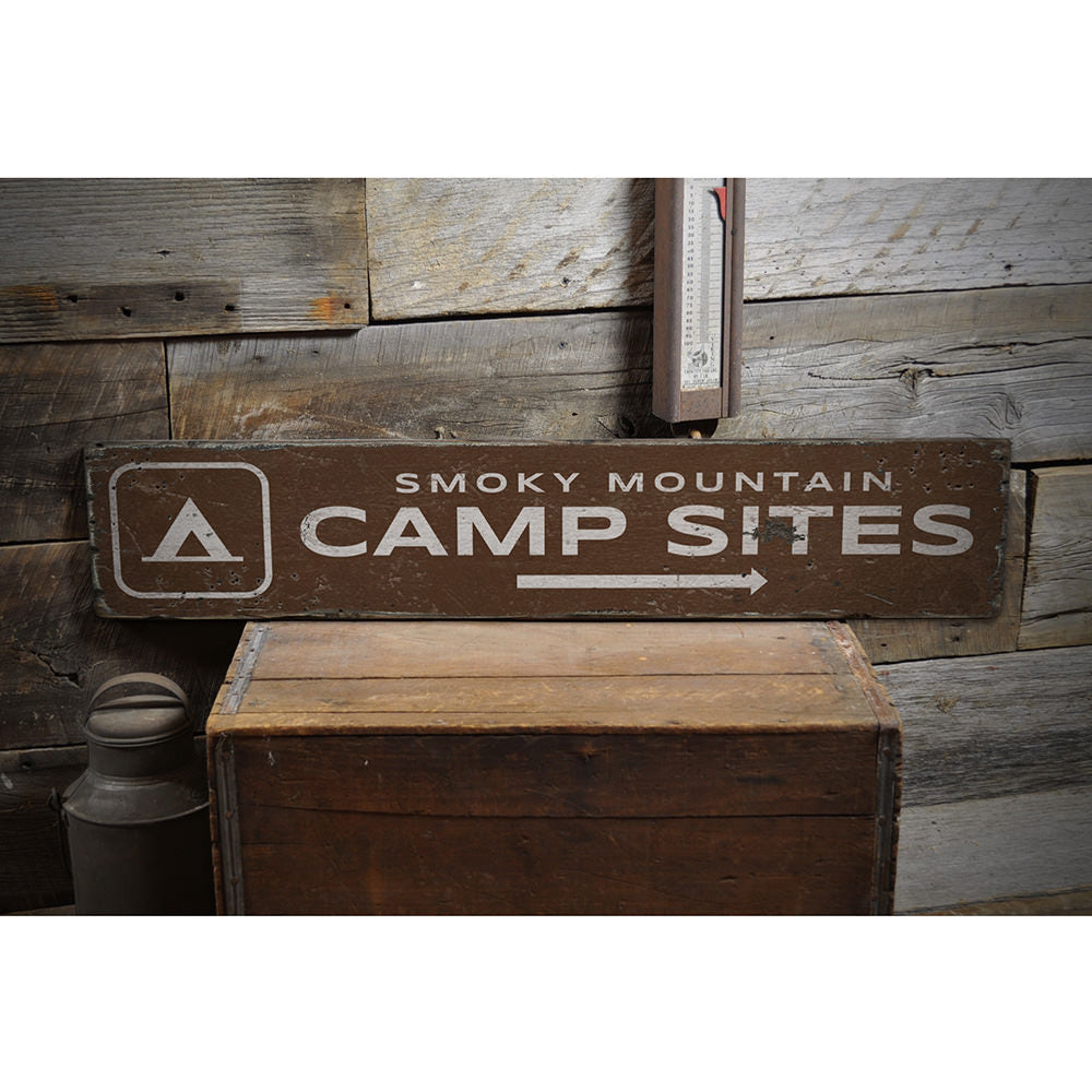 Campsites Arrow Vintage Wood Sign