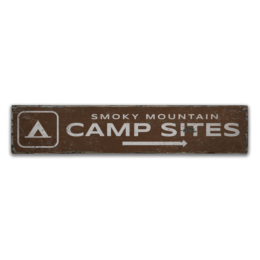 Campsites Arrow Vintage Wood Sign