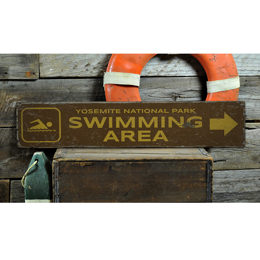 Swimming Area Vintage Wood Sign