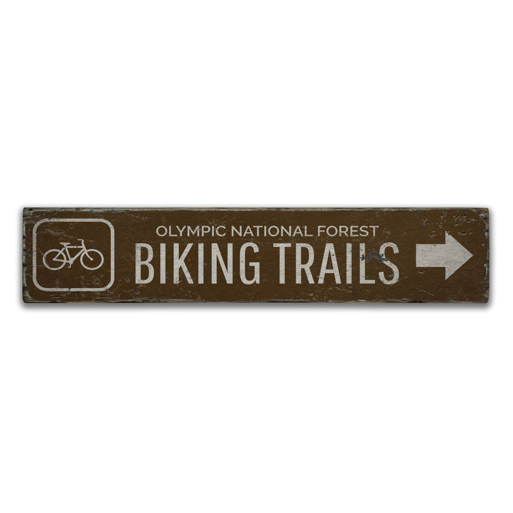 Biking Trails Vintage Wood Sign