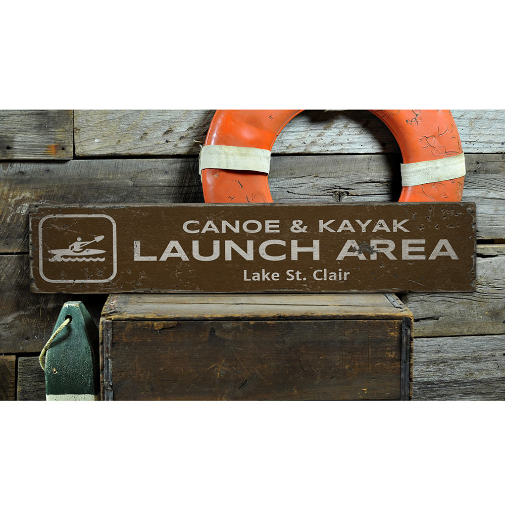 Canoe & Kayak Launch Area Vintage Wood Sign