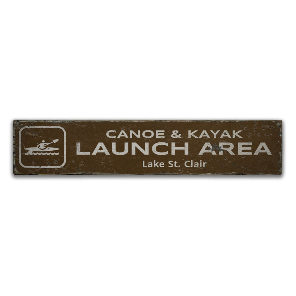 Canoe & Kayak Launch Area Vintage Wood Sign