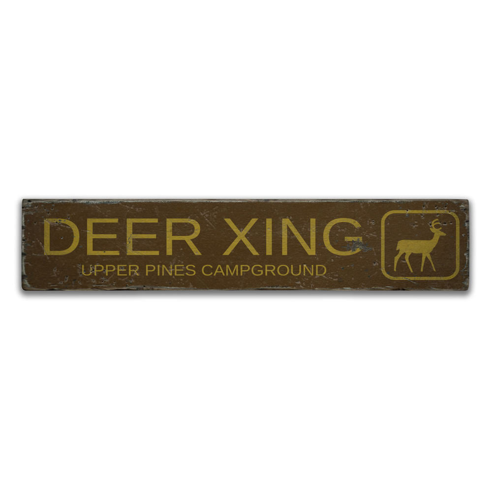 Deer Crossing Trail Vintage Wood Sign