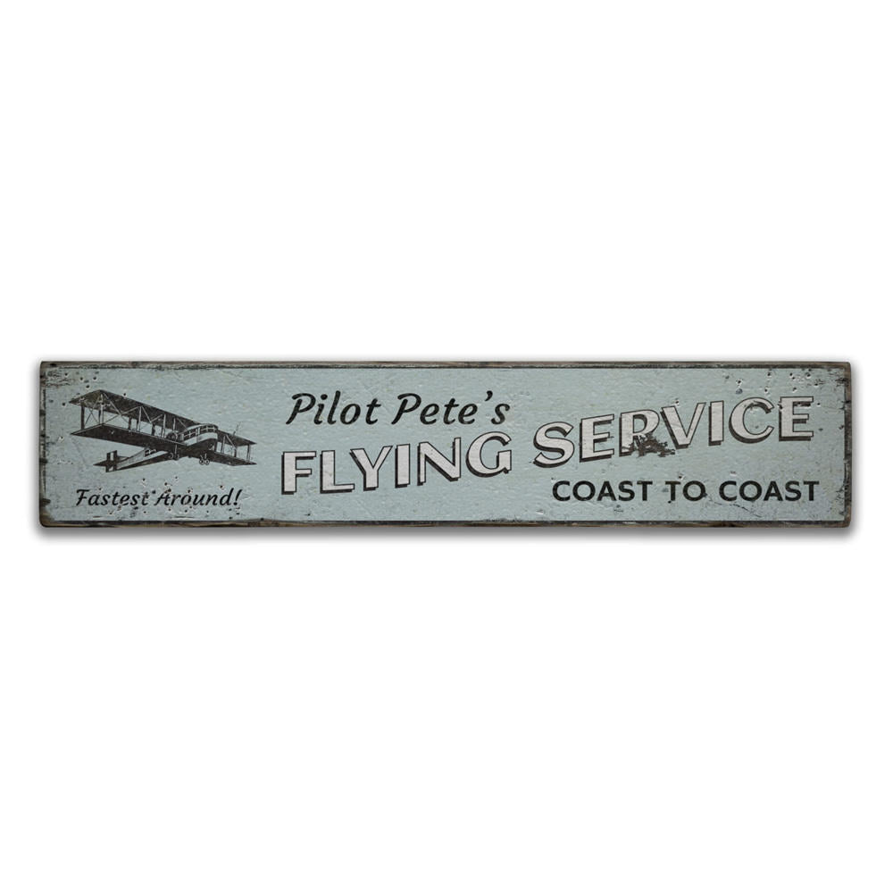 Coast to Coast Flying Service Vintage Wood Sign