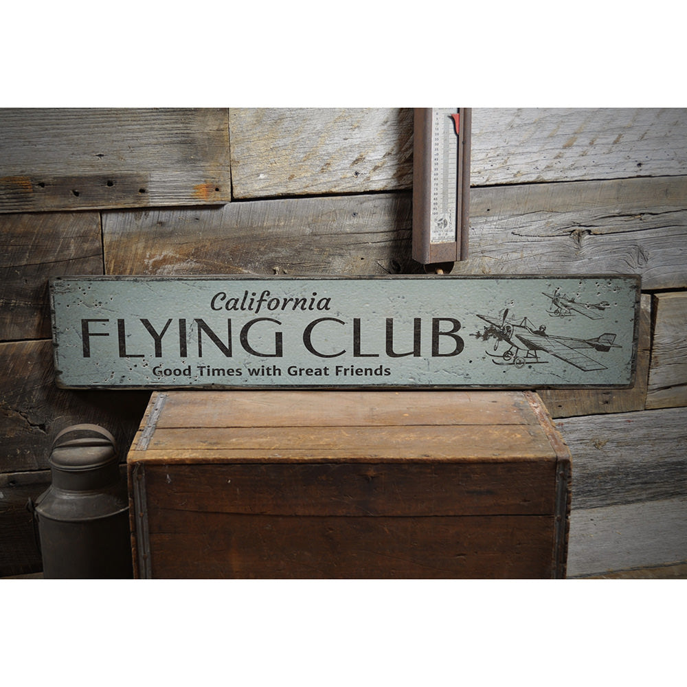 Flying Club Vintage Wood Sign