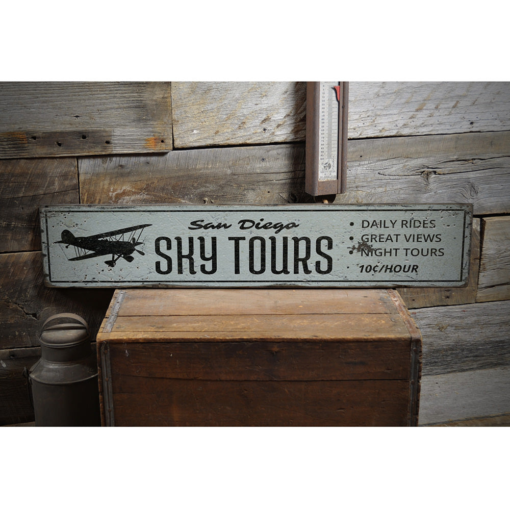 Sky Tours Vintage Wood Sign