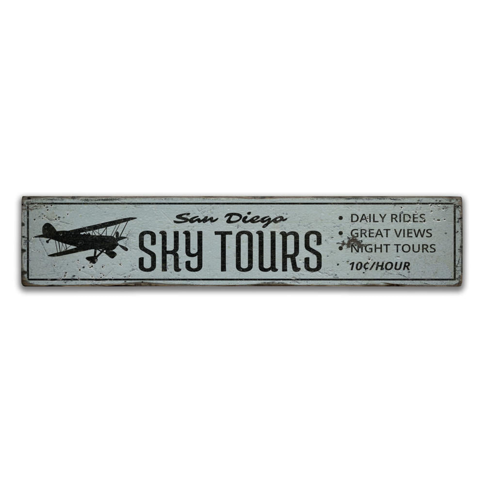 Sky Tours Vintage Wood Sign