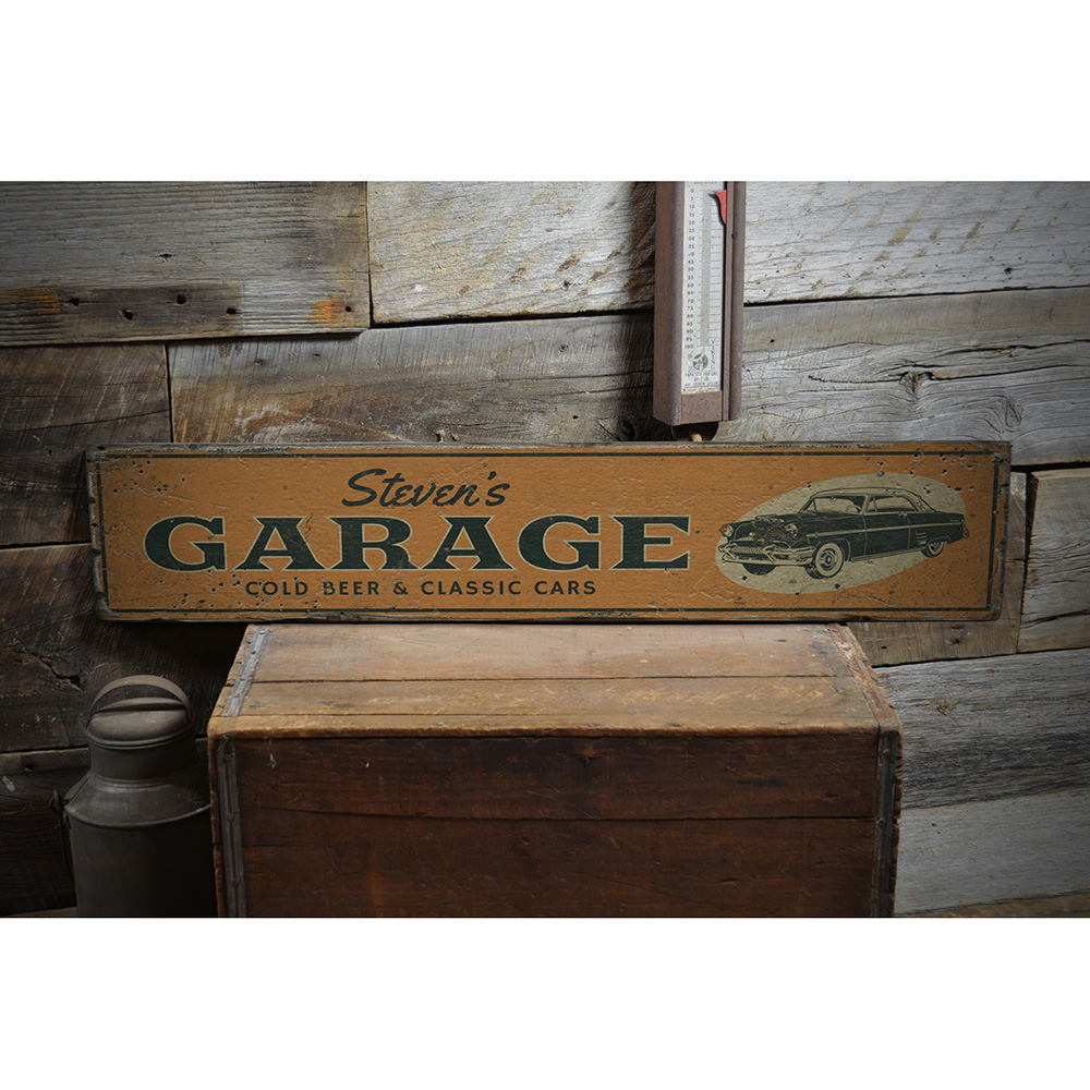 Cold Beer & Classic Cars Vintage Wood Sign