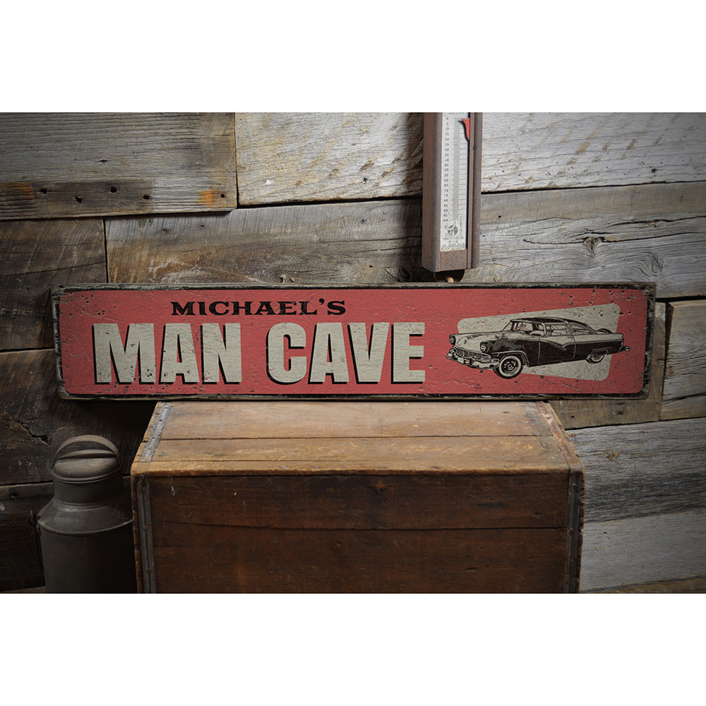 Car Man Cave Vintage Wood Sign
