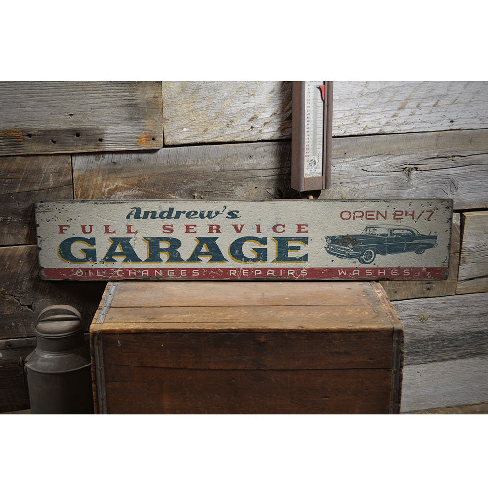 Full Service Garage Vintage Wood Sign