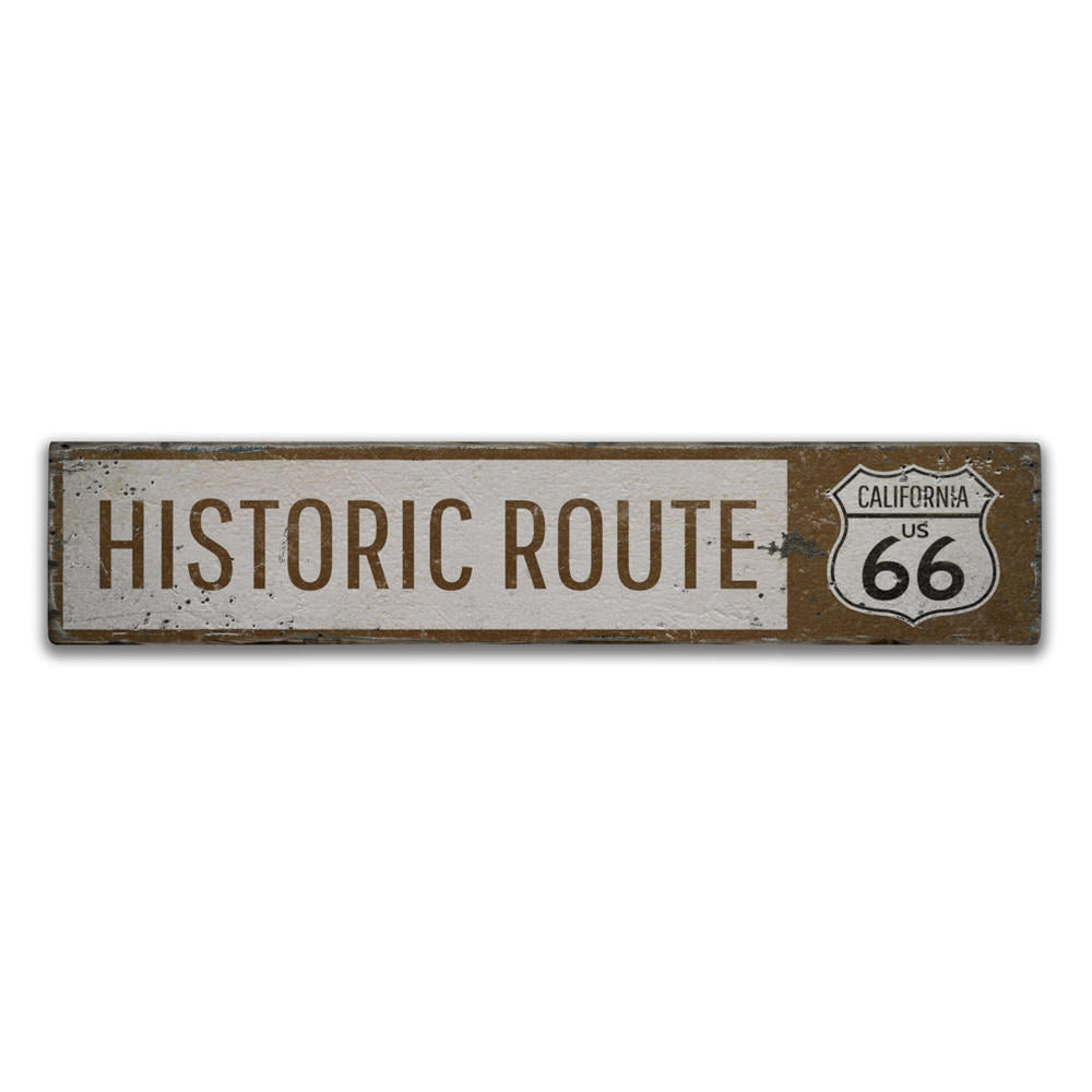 US Historic Route 66 Vintage Wood Sign