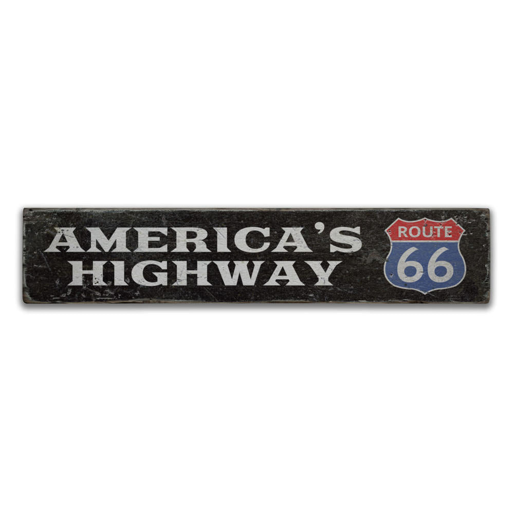 America's Highway Route 66 Vintage Wood Sign