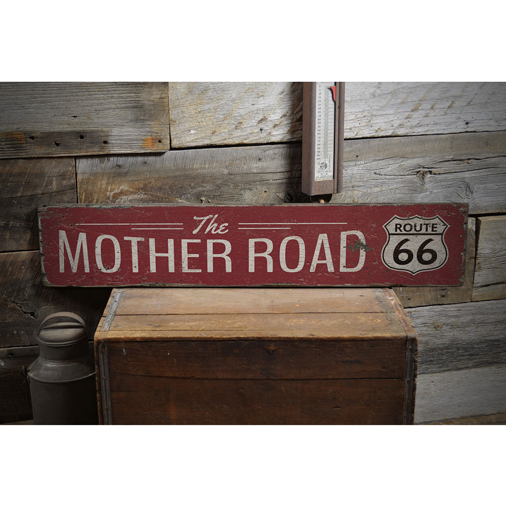 The Mother Road Vintage Wood Sign