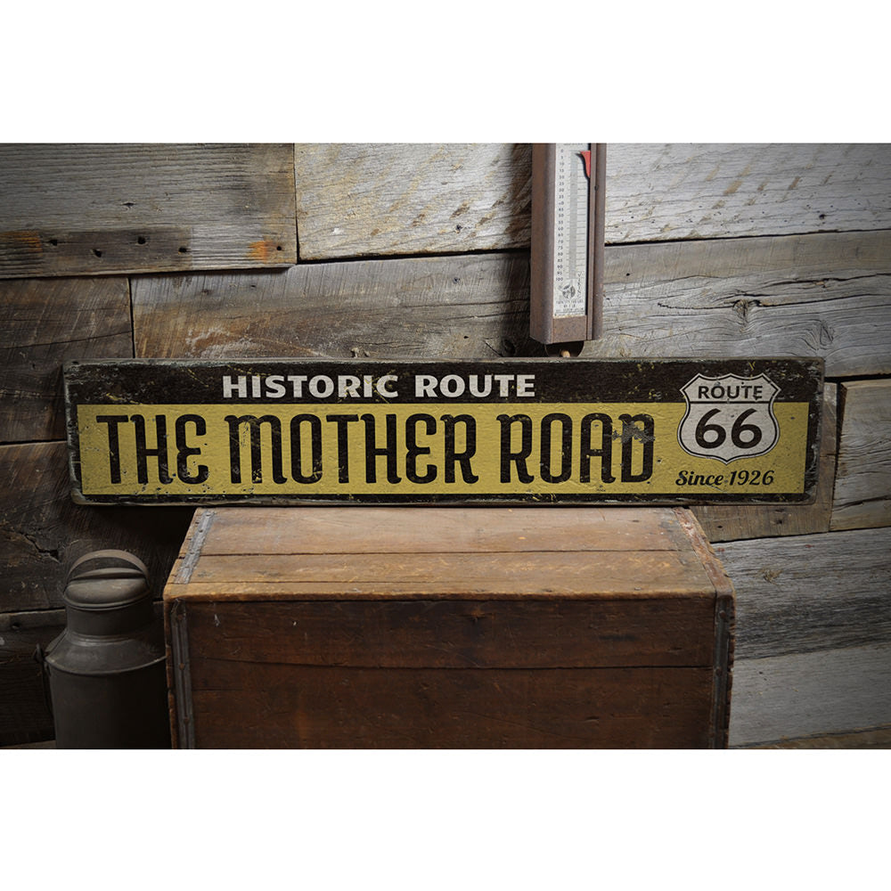 Mother Road Historic Route Vintage Wood Sign