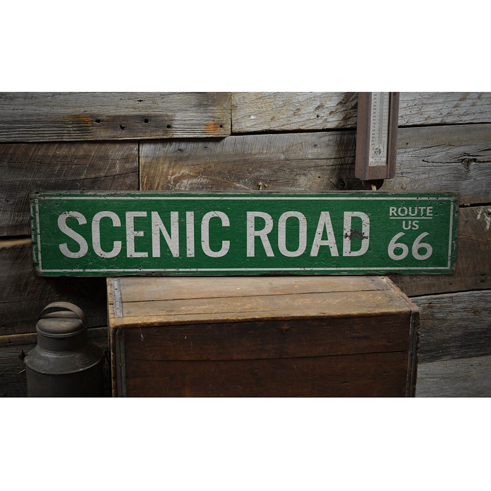 Scenic Road US Route 66 Vintage Wood Sign