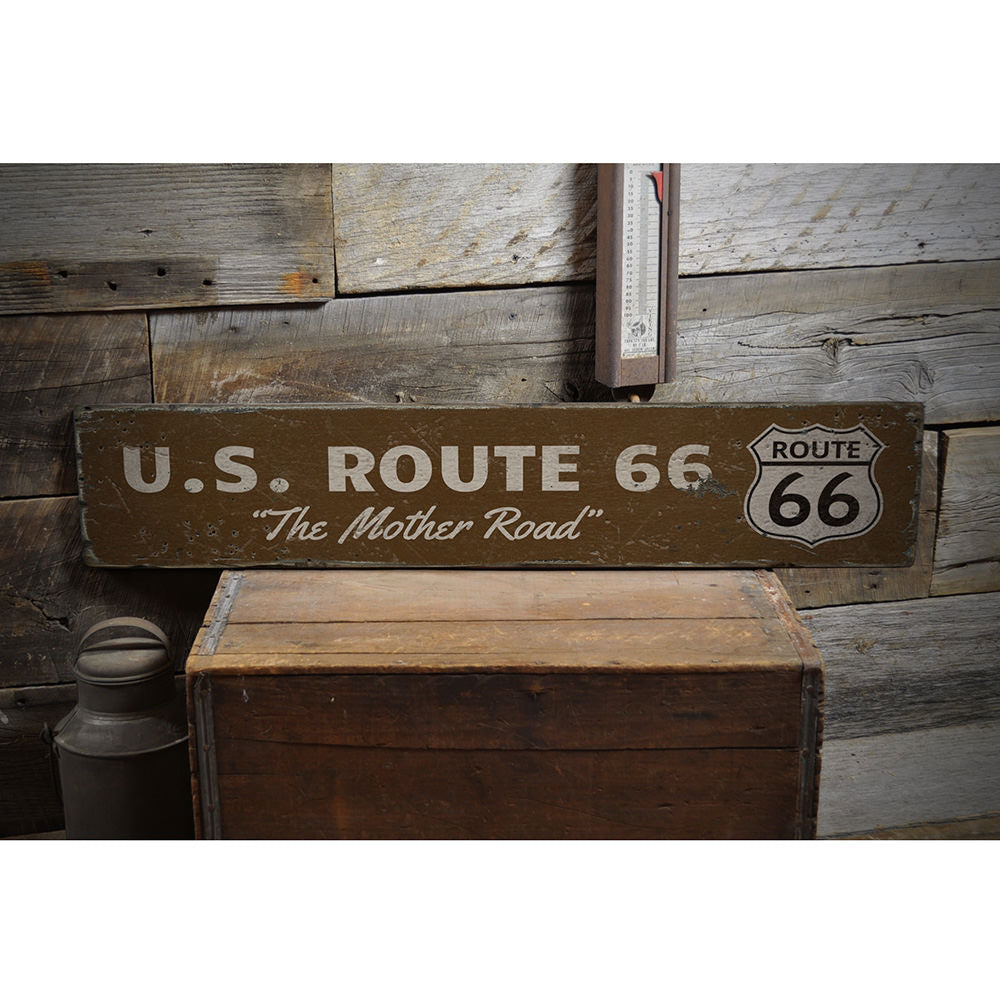 US Route 66 Vintage Wood Sign
