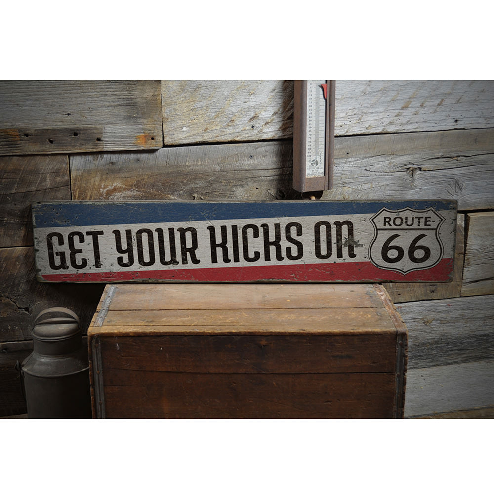 Get Your Kicks Route 66 Vintage Wood Sign