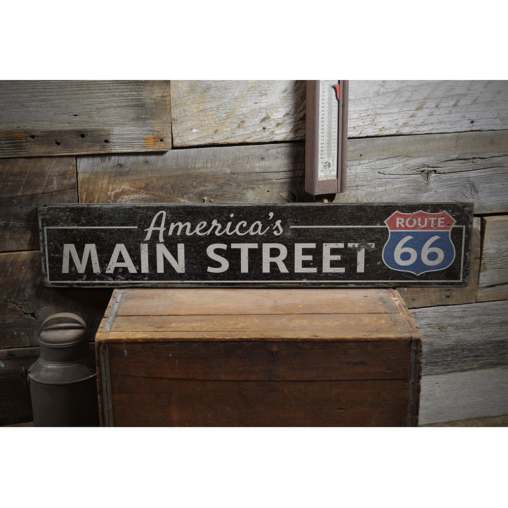 America's Main Street Route 66 Vintage Wood Sign