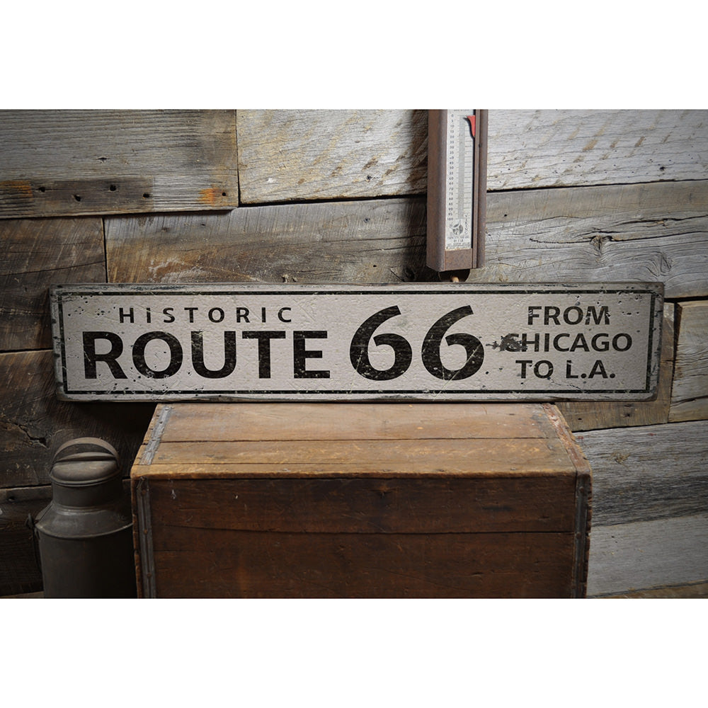 Route 66 Chicago to LA Vintage Wood Sign