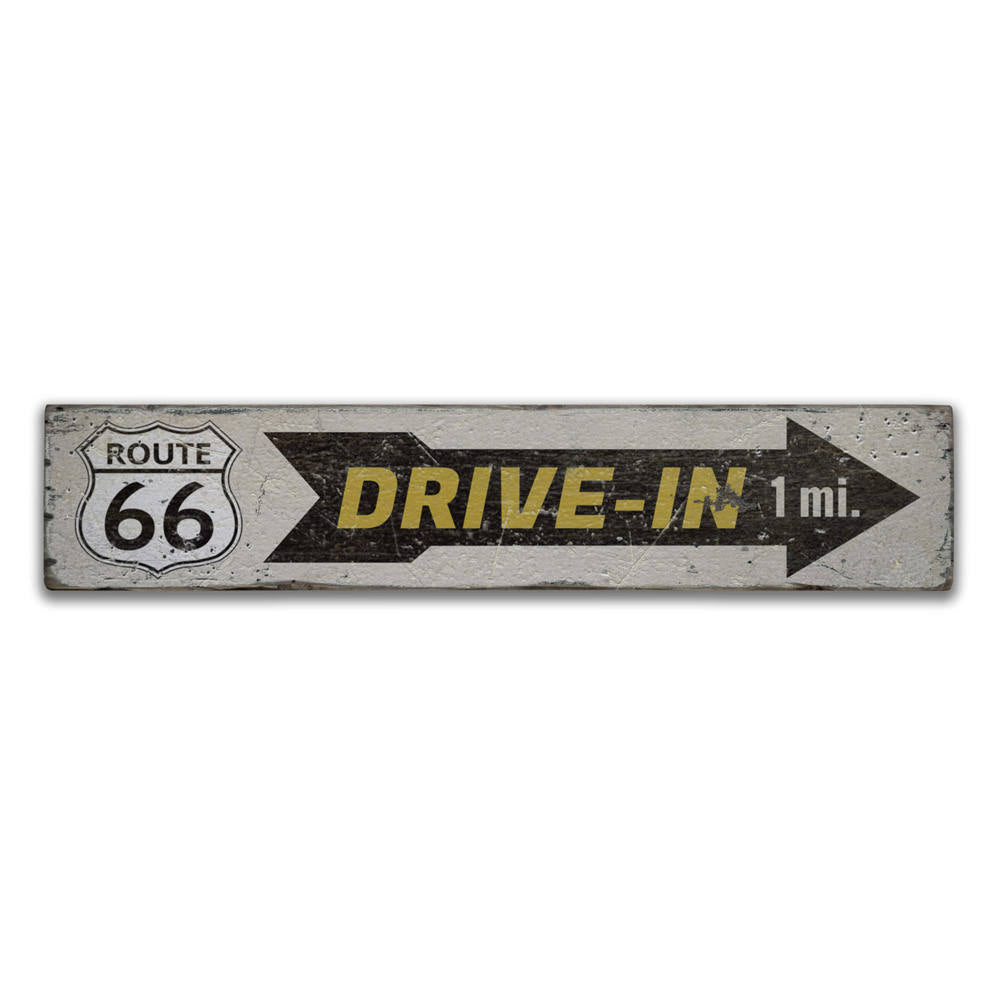 Drive-In Route 66 Vintage Wood Sign