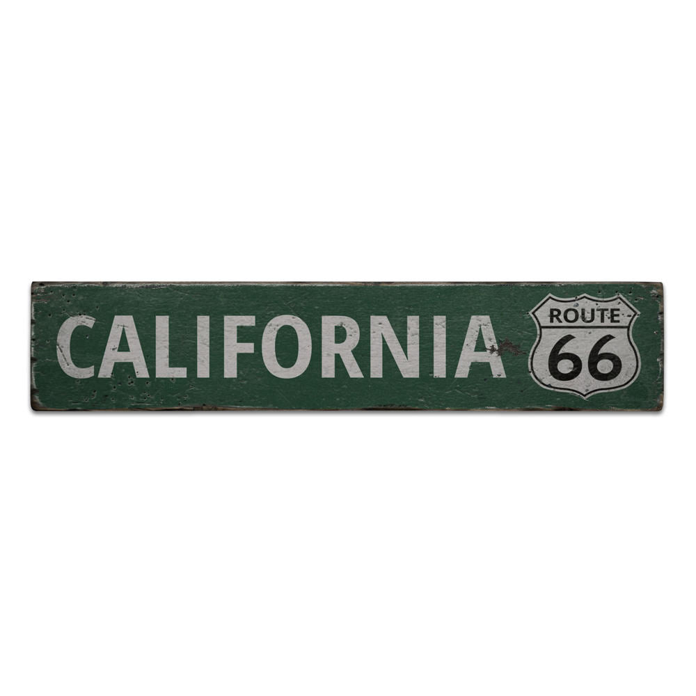 California Route 66 Vintage Wood Sign