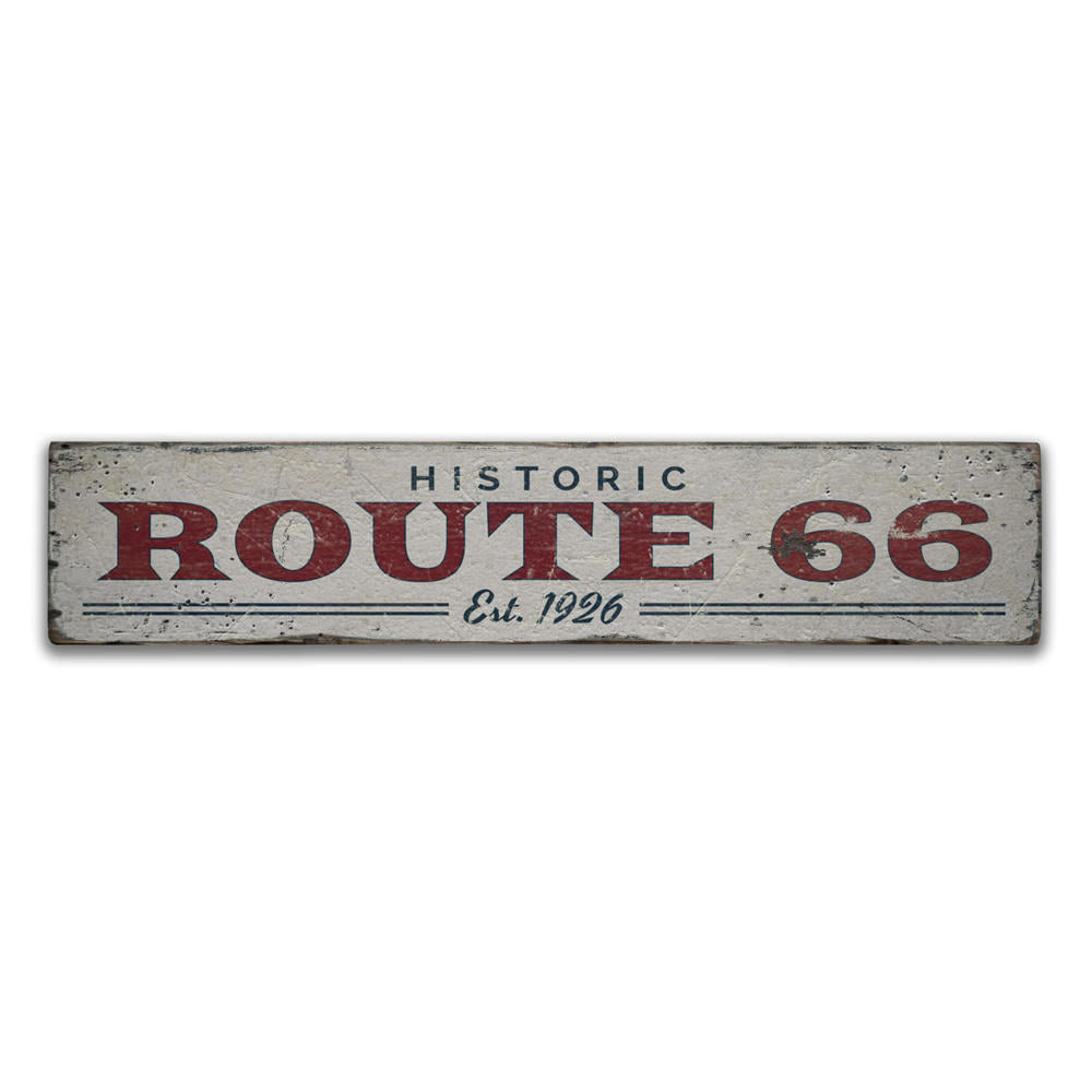 Route 66 Est Date Vintage Wood Sign