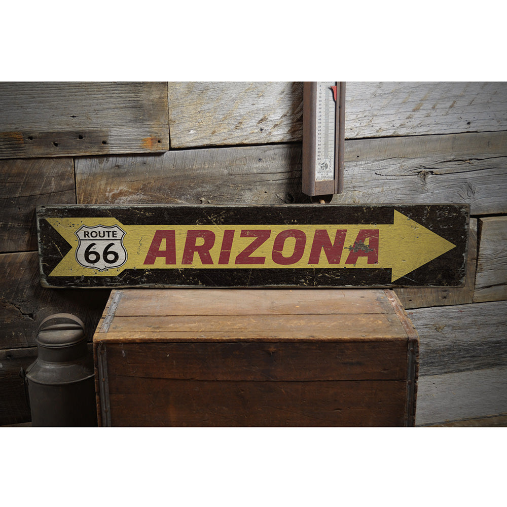 Route 66 Arrow Vintage Wood Sign